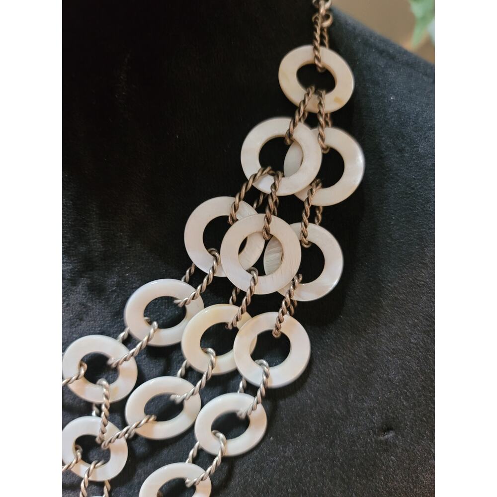 Women's Multi Layer White Shell Ring Statement Ne… - image 4